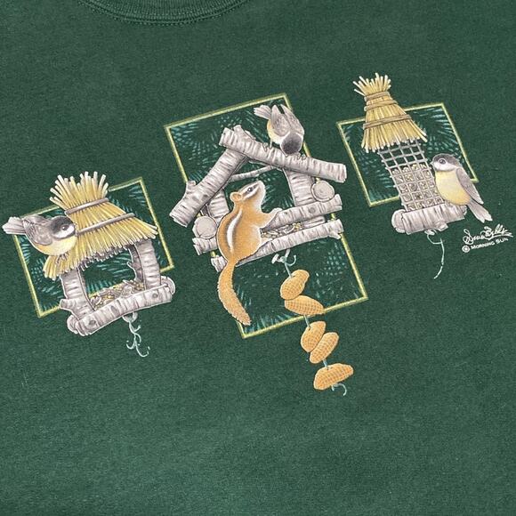 VTG Top Stitch by Morning Sun Sweatshirt Birdhouse Squirrel Size M Grandmacore - Picture 12 of 12